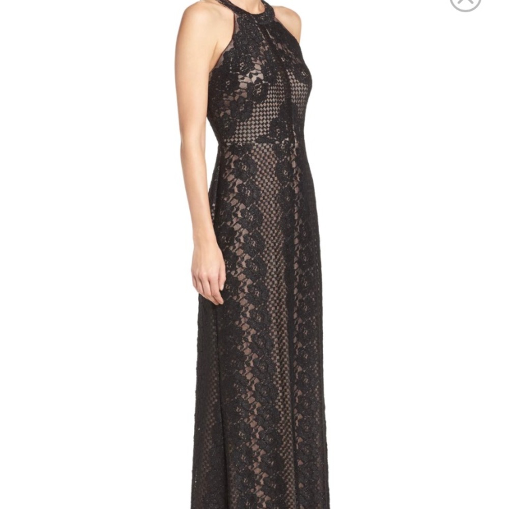 Morgan & Co Black lace A-line gown